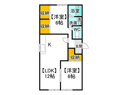 パレスキロロ(2LDK/2階)の間取り写真