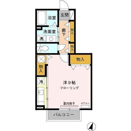 イーグルスKTV(ワンルーム/1階)の間取り写真