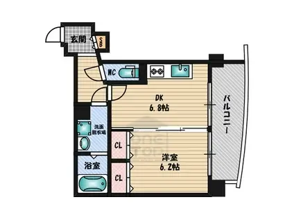サンレムート江坂2ND(1DK/7階)の間取り写真