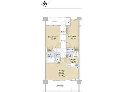 パークハウス杉並高井戸(2LDK/1階)の間取り写真