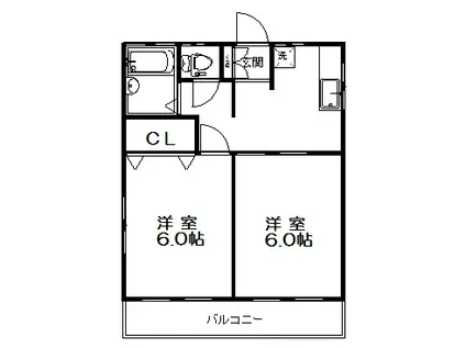 第二小川コーポ(2K/1階)の間取り写真