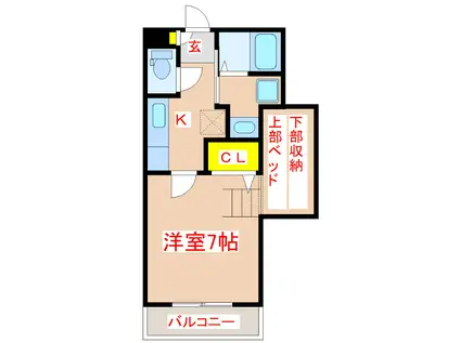 セランポールIII(1K/1階)の間取り写真