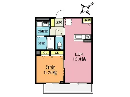 AQUA FOSSA(1LDK/2階)の間取り写真