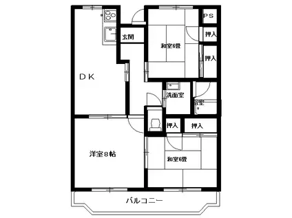 ハイツ神沢(3DK/2階)の間取り写真