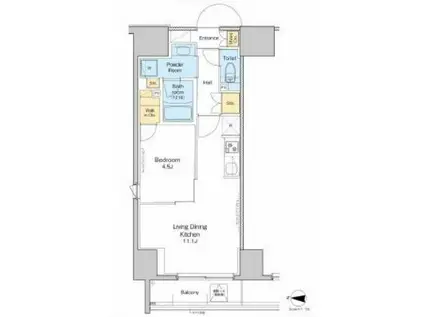 プラウドフラット両国イースト(1LDK/9階)の間取り写真