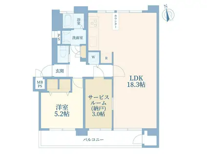 芝白金団地4号棟(1SLDK/2階)の間取り写真