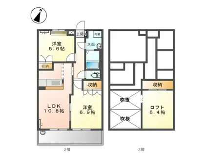 アイディール・ネオ(2LDK/2階)の間取り写真