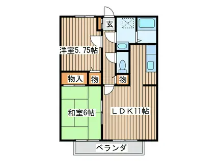 サンライフ福室(2LDK/2階)の間取り写真