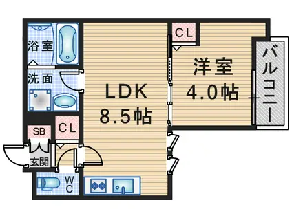 HGS服部天神(1LDK/2階)の間取り写真