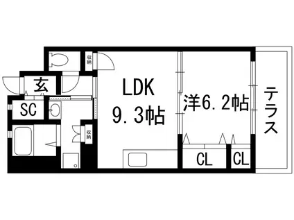 グリーンヒルズ仁川7号棟(1LDK/1階)の間取り写真