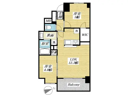 センチュリー八王子ルミエール(2LDK/9階)の間取り写真