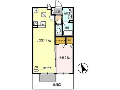 エル スルー(1LDK/1階)の間取り写真