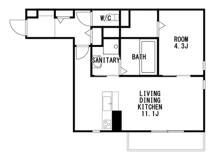 アパートメントハウス針崎II(1LDK/1階)の間取り写真