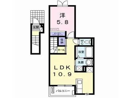 モデッサ 西ノ内(1LDK/2階)の間取り写真