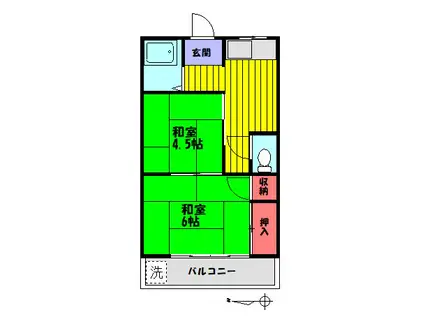 コーポ河野第2(2K/2階)の間取り写真
