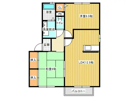 グリーンパセオII(2LDK/2階)の間取り写真