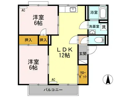 セジュール I(2LDK/2階)の間取り写真