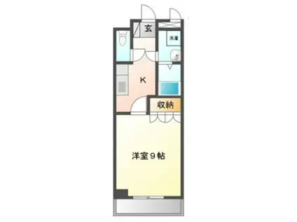 ウォーターミル伍番館(1K/2階)の間取り写真