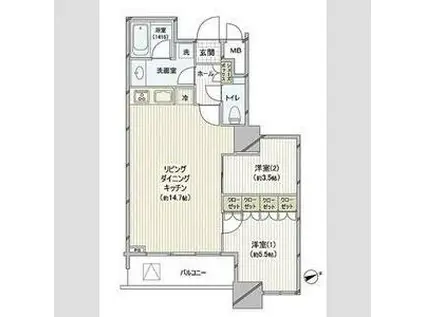 ガレリア・サーラ(2LDK/12階)の間取り写真