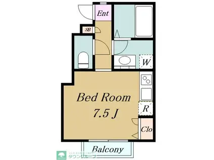 カクタス1(ワンルーム/2階)の間取り写真
