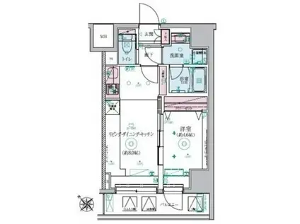 リヴシティ横濱関内弐番館(1LDK/7階)の間取り写真