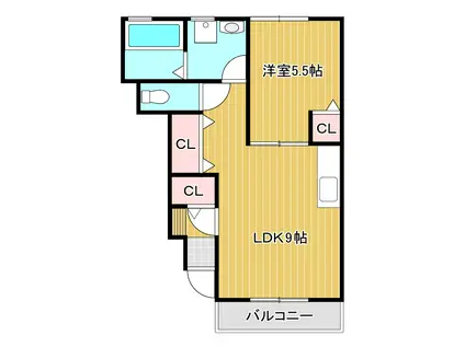 サンシャインコート今岡B(1LDK/1階)の間取り写真