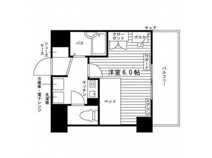 学生会館 スタジオM御所西(1K/4階)の間取り写真