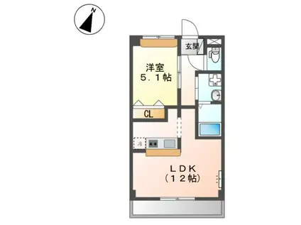 エクシードJINII(1LDK/3階)の間取り写真