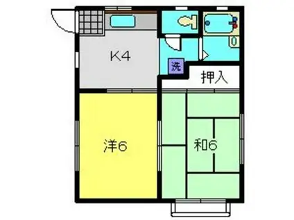 ベルハイツ(2K/1階)の間取り写真