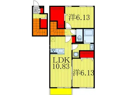 オーク大島田B(2LDK/2階)の間取り写真