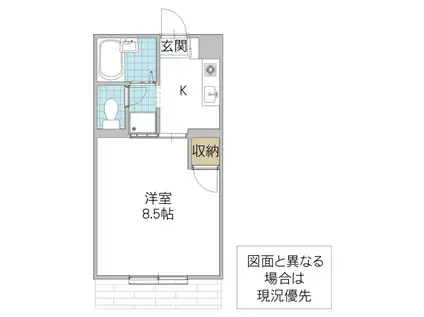 ウエスト HEIGHTS(1K/1階)の間取り写真