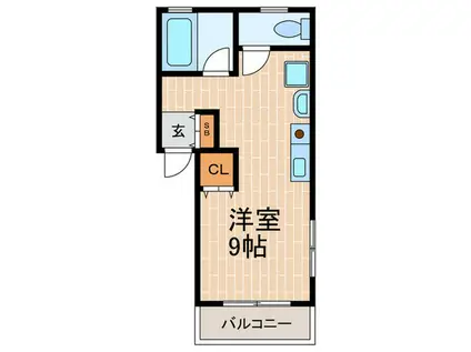 ポラリス芦屋(ワンルーム/2階)の間取り写真