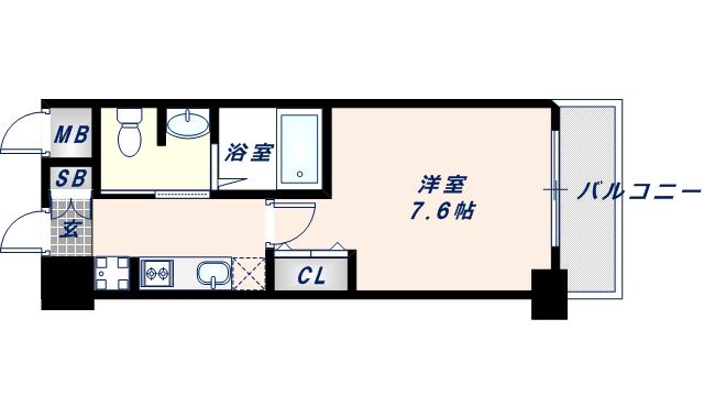 エスリード森ノ宮駅前(1K/3階)の間取り写真