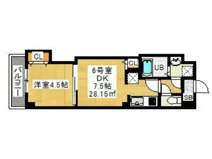 カイテキースIV 306(1DK/3階)の間取り写真