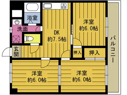 サムティ別府(3DK/2階)の間取り写真
