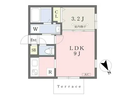 QUADOR吹上サウス(1LDK/2階)の間取り写真