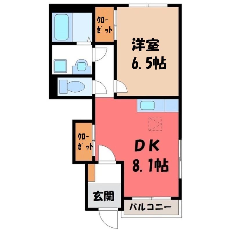 サンヴィレッジI(1DK/1階)の間取り写真