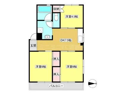 エバーグリーン(3DK/3階)の間取り写真