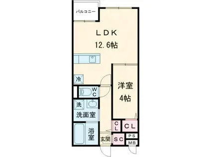 MON665(1LDK/3階)の間取り写真