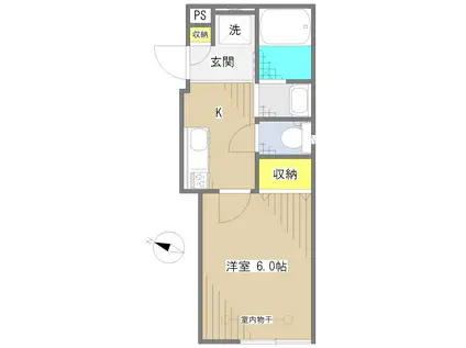 カーザ・チェレステ稲荷台(1K/3階)の間取り写真