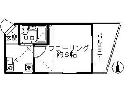 出雲ビル(1K/2階)の間取り写真