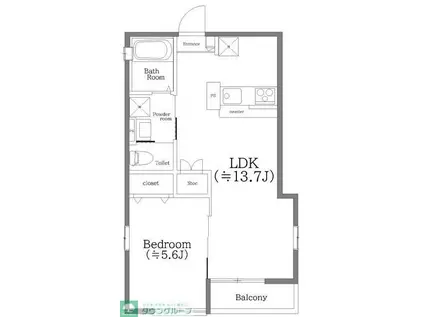 LATINA(1LDK/3階)の間取り写真