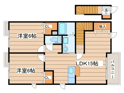 LAUREL F.A(2LDK/2階)の間取り写真