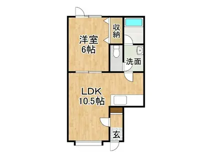 クリエイトI(1LDK/1階)の間取り写真