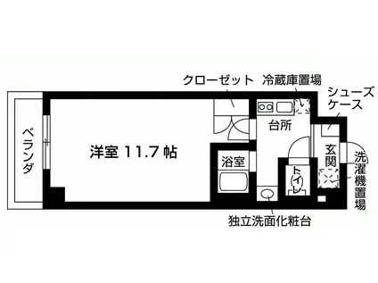 オーク西陣(1K/1階)の間取り写真