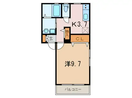  イースト甲南(1K/2階)の間取り写真