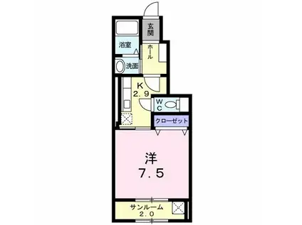 グラン・エスポワールS(1K/1階)の間取り写真