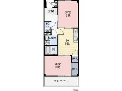 サンヒルズ羽生(2DK/1階)の間取り写真