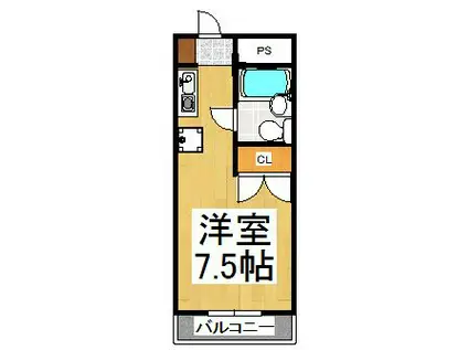 キャトルセゾン清瀬(ワンルーム/2階)の間取り写真