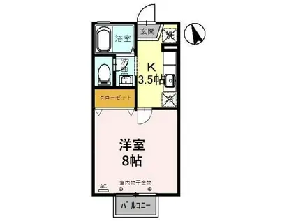 ルミナス若狭 1(1K/1階)の間取り写真